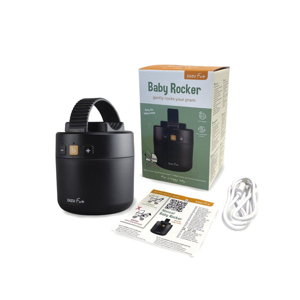 Zazu Roxy Baby Rocker in verpakking inclusief oplaadkabel en handleiding