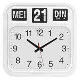 Witte Fysic wandklok voor slechtzienden met dag- en maandflipdisplay