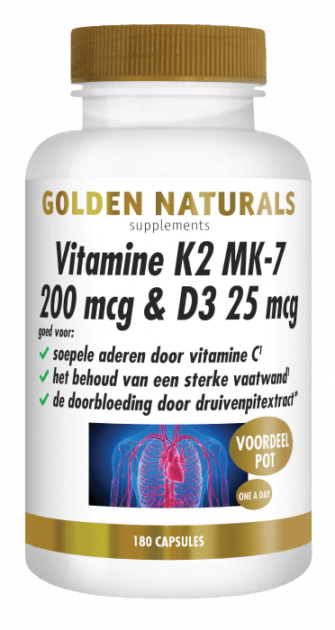 Golden Naturals Vitamine K2 MK-7 200 mcg& D3 25 mcg