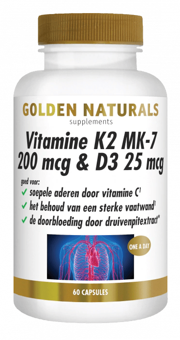 Golden Naturals Vitamine K2 MK-7 200 mcg& D3 25 mcg