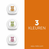 Drie kleuren Zazu Billy nachtlampjes bruin groen roze verticaal