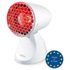 Sanitas infraroodlamp met honingraatpatroon rooster, Made in Europe embleem en voet