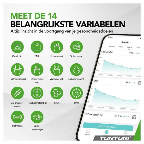 Tunturi SC30 Smart Scale weegschaal - TUNSC30-Shopvoorgezondheid