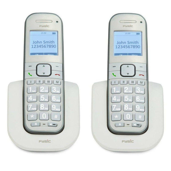 Fysic FX-9000 Duo Senioren DECT telefoon met grote toetsen en 2 handsets (wit) - FYSFX9000DUO-Shopvoorgezondheid