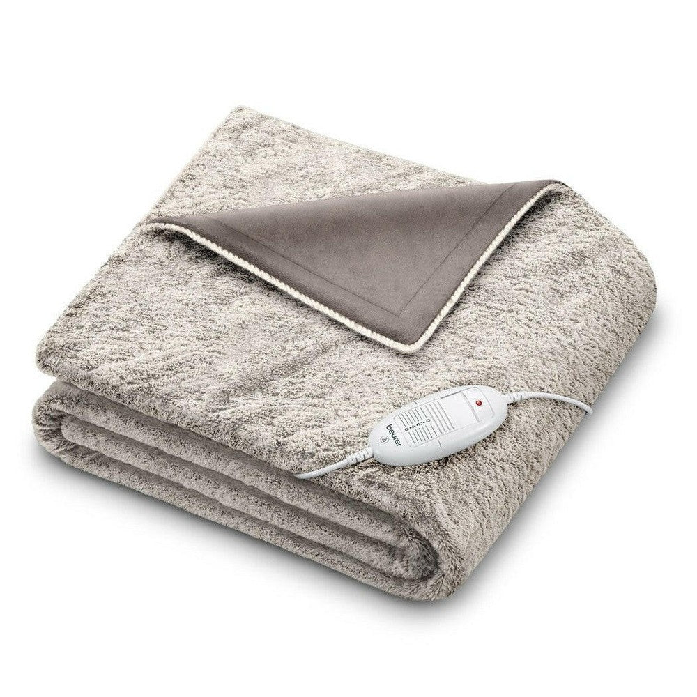 Beurer HD 75 warmtedeken taupe met zachte fleece en temperatuurregelaar