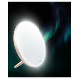 Lanaform Lumino LED lamp met helder wit licht tegen donkere achtergrond