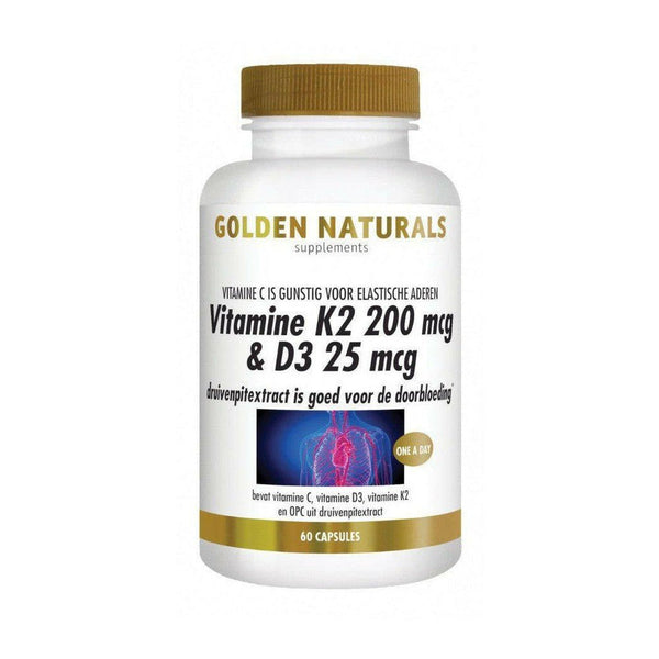Golden Naturals Vitamine K2 200 mcg & D3 25 mcg - GOL64320-Shopvoorgezondheid
