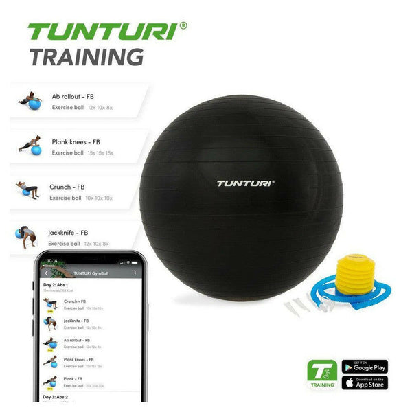 Tunturi fitnessbal met pomp (zwart) - TUN02614-Shopvoorgezondheid