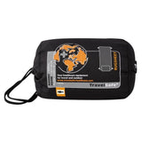 Opgevouwen TravelSafe BUGSHEET in zwarte draagtas met oranje label