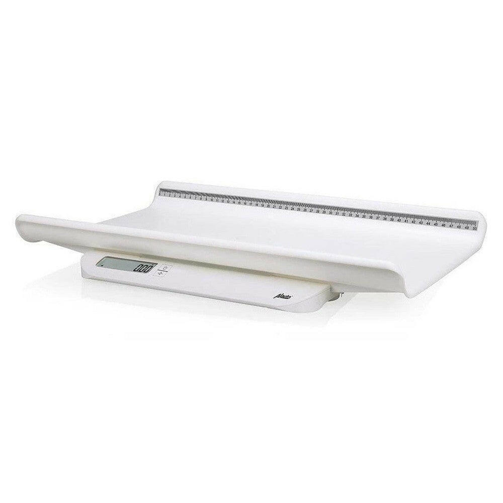 Alecto BC-10 babyweegschaal wit met breed platform en meetlint voor groei
