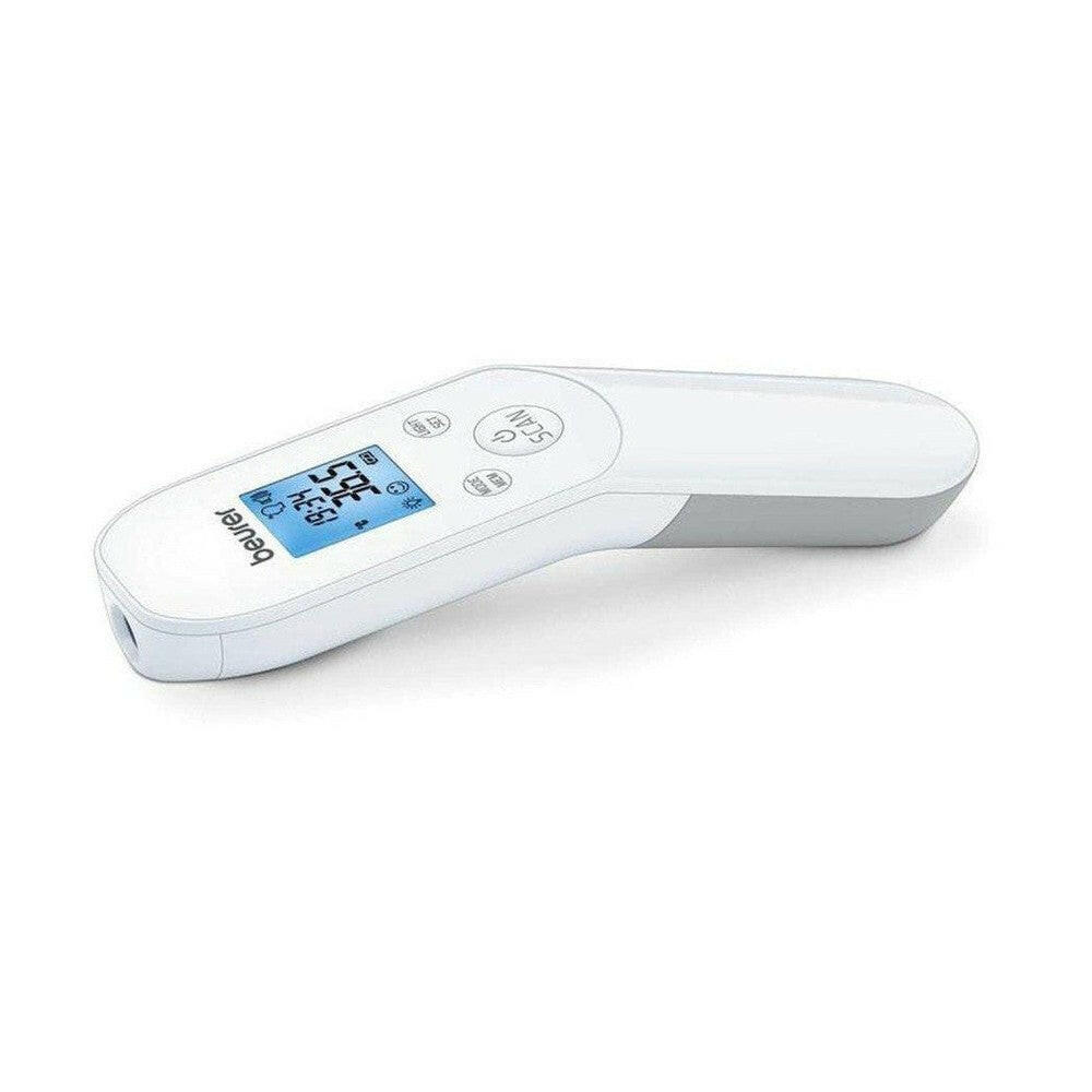 Beurer FT85 witte contactloze voorhoofdthermometer met blauw LCD scherm
