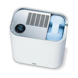 Beurer LR330 voorkant met digitale display, knoppen en open waterreservoir compartiment