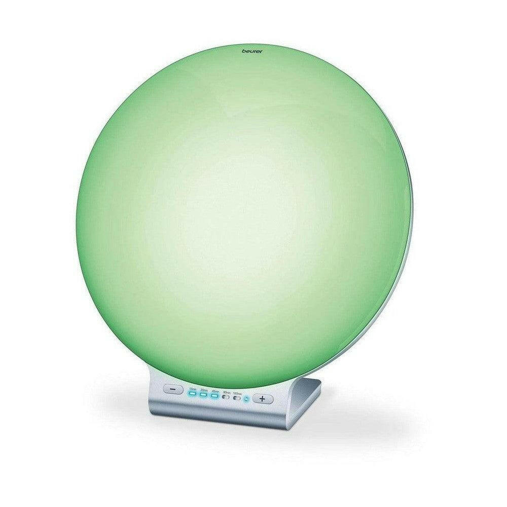 Beurer TL100 sfeerlamp in groen licht met bedieningspaneel