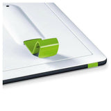 Close-up Beurer TL30 daglichtlamp met groen bedieningsknopje en glad wit oppervlak