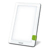 Beurer TL30 daglichtlamp verticaal staand met groene standaard en zwart frame