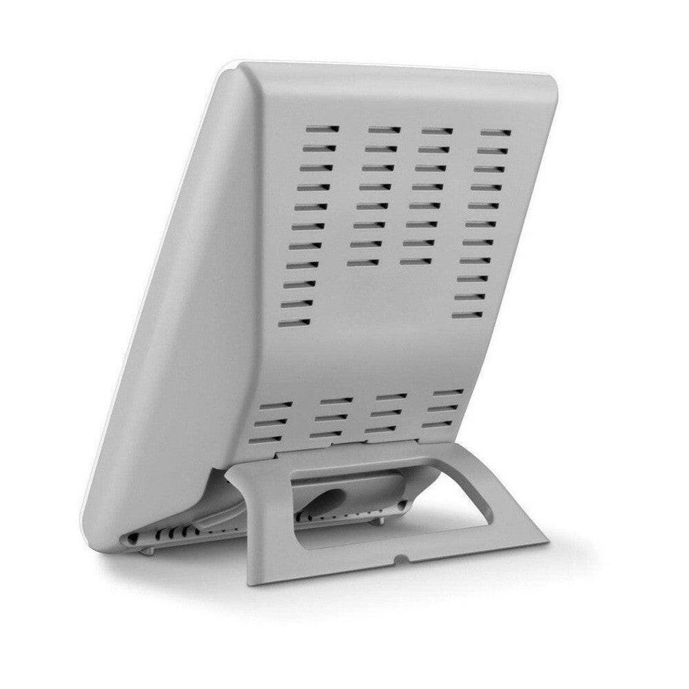 Beurer TL45 achterkant met ventilatiegaten en V-vormige vouwstandaard