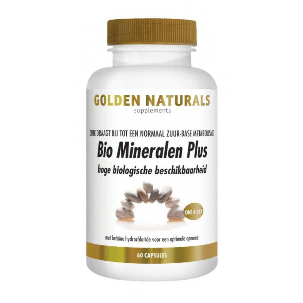 Golden Naturals Bio Mineralen Plus 60 vegan capsules fles met zink en hoge biologische beschikbaarheid