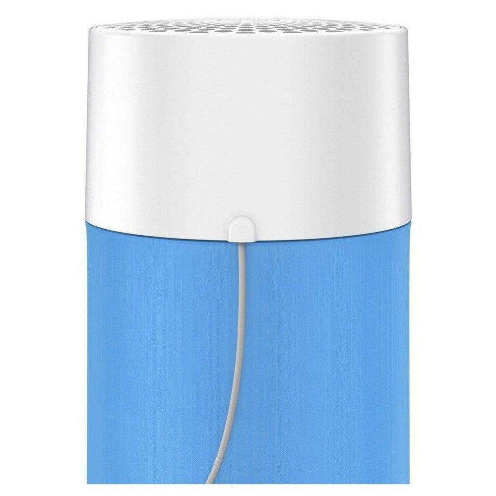 Compacte blauwe Blueair Blue Pure 411 luchtreiniger met textiel onderkant