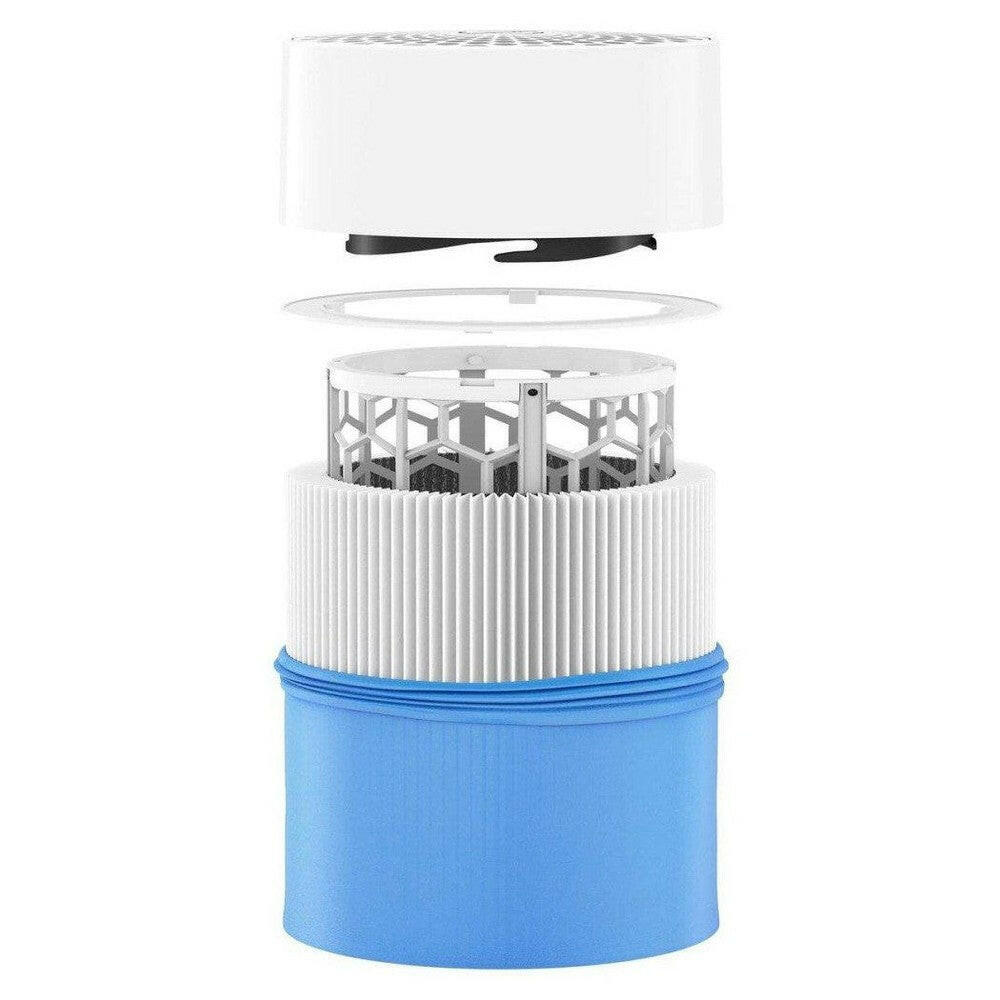 Gedemonteerde Blueair Blue Pure 411 filterlaag en behuizing