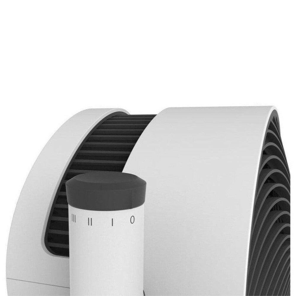 Close-up draaiknop Boneco F120 ventilator met drie standen en uitstand