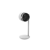 witte Boneco F220 staande ventilator met zwart spiraalrooster en slanke standaard