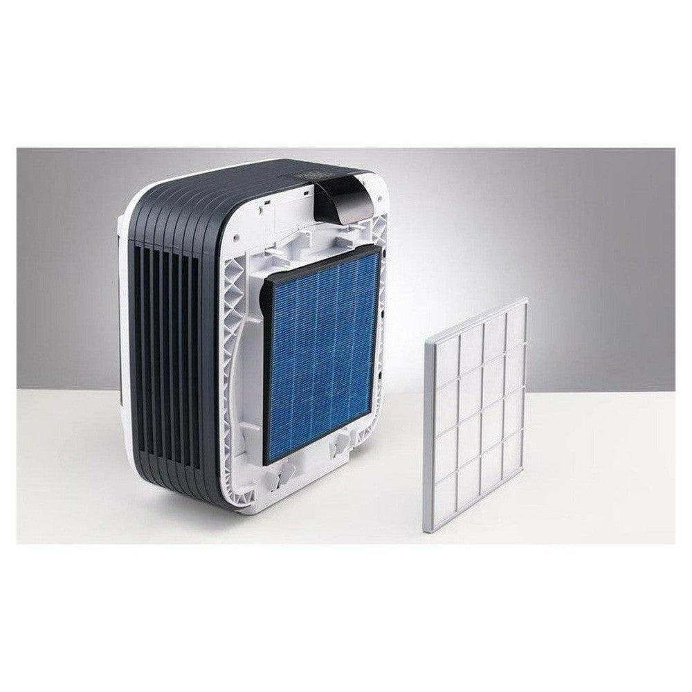 Boneco H680 luchtwasser met open achterkant en zichtbaar blauw filter
