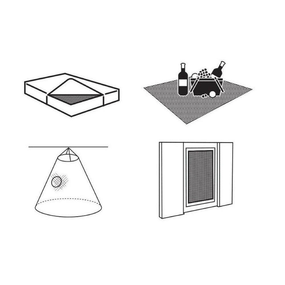 Multifunctioneel gebruik van wit insectennet als klamboe, matrastopper en picknickkleed