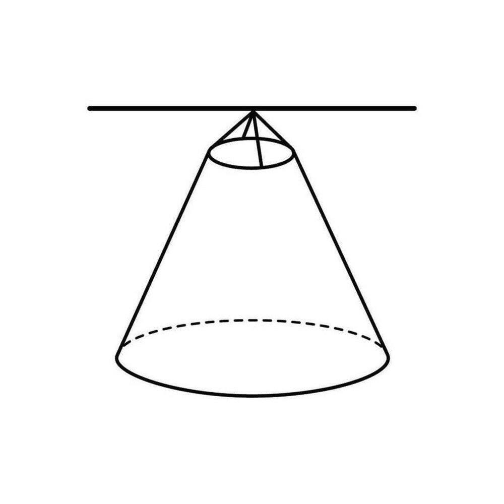 Tekening van conisch ophangkit systeem voor bolvormige klamboe