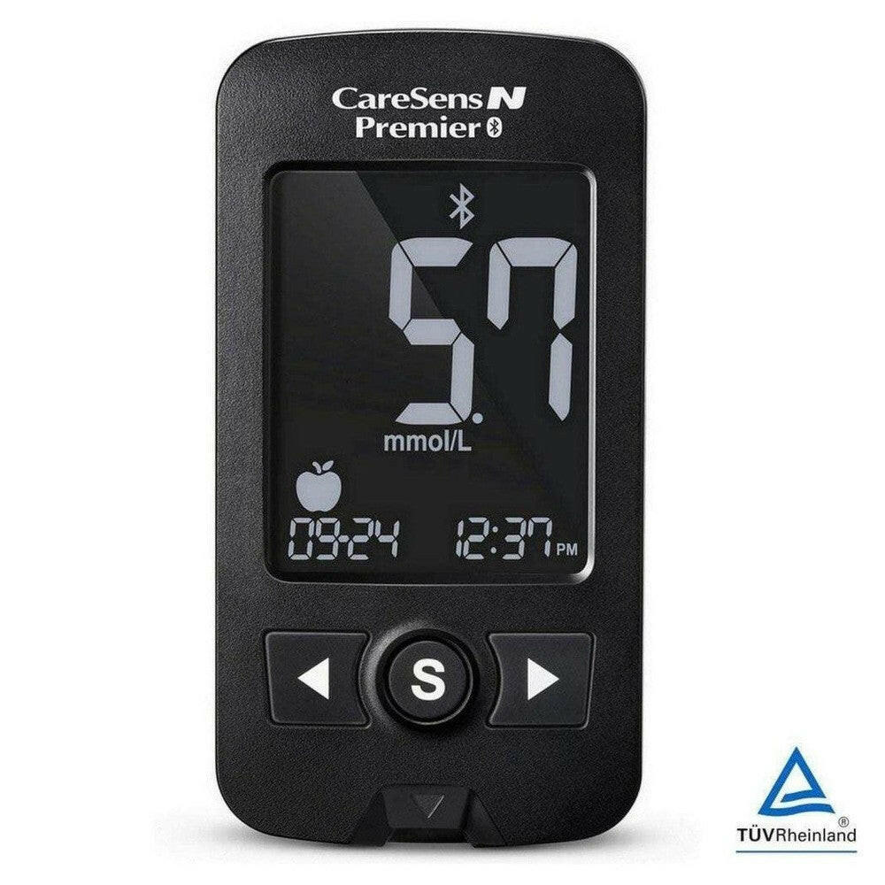 CareSens N Premier Bluetooth glucosemeter zwart met scherm en knoppen