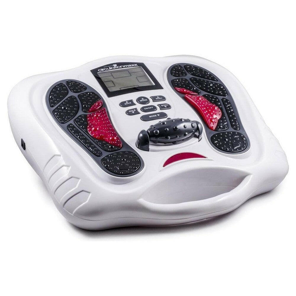 Zijaanzicht Circulation Maxx elektrische spierstimulator met handgreep en rode voetzones