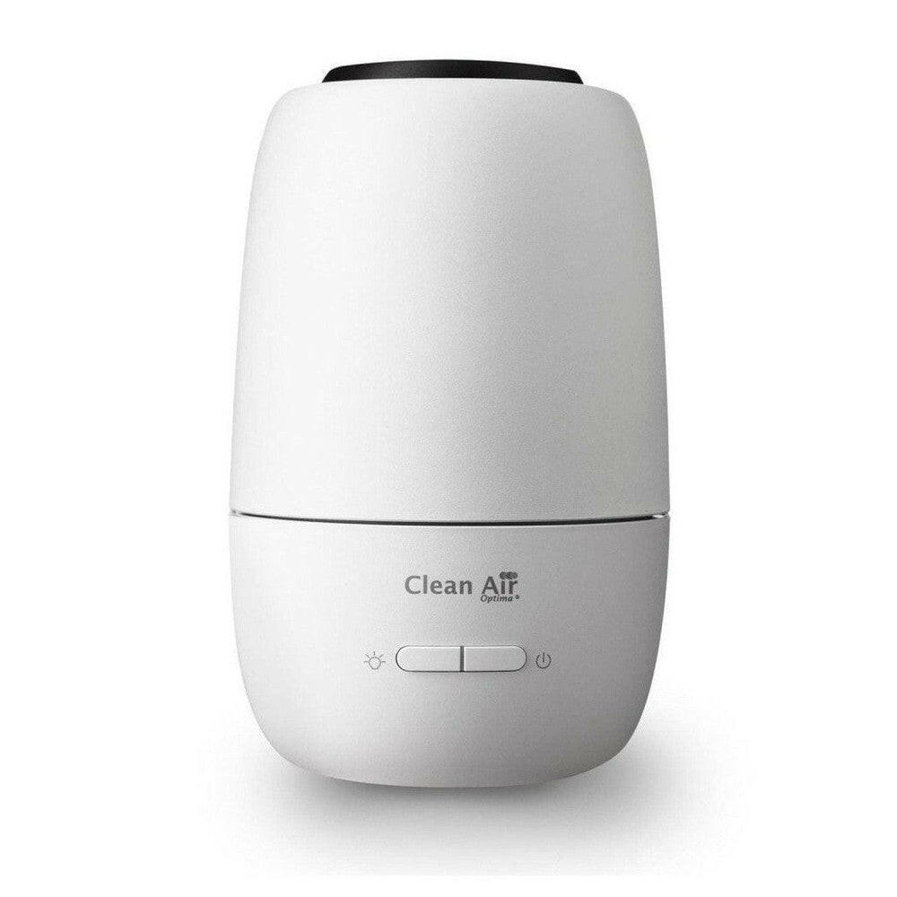 voorkant witte aroma diffuser Clean Air Optima met zonlichtschakelaar en powerknop