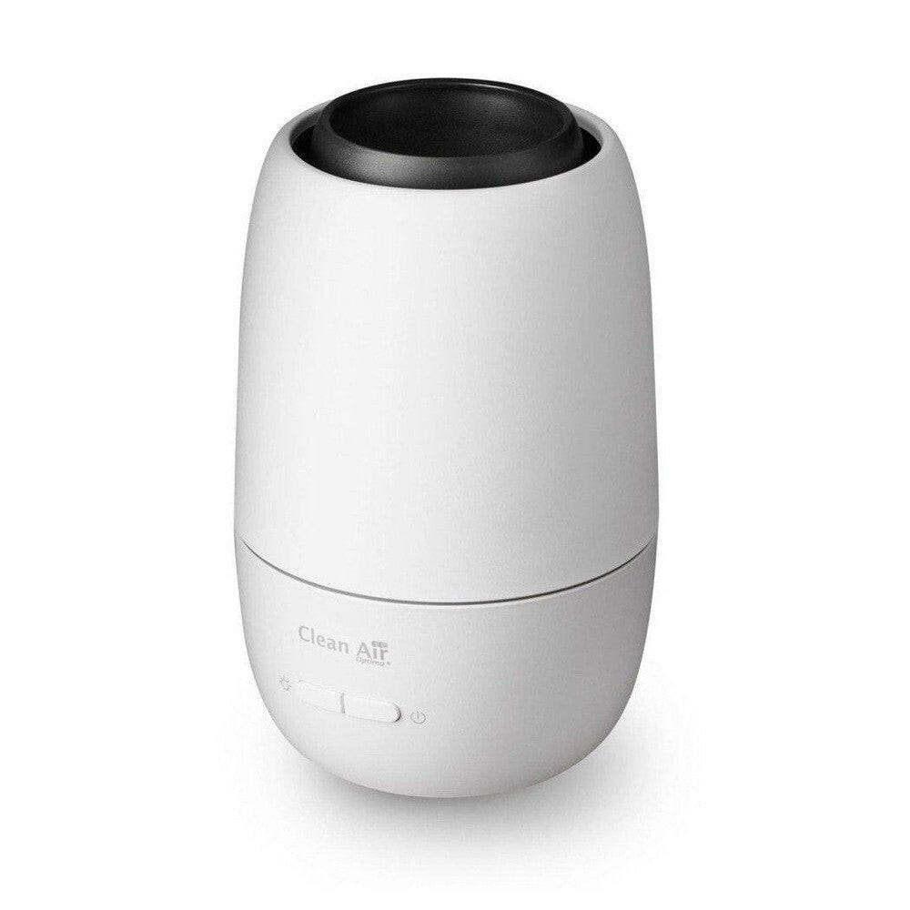 zijkant witte aroma diffuser Clean Air Optima met drie bedieningsknoppen en matte afwerking