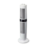 Witte Clean Air Optima torenventilator met digitale display en ronde voet