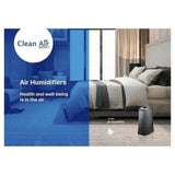 Clean Air Optima CA-603 zwarte luchtbevochtiger in moderne slaapkamer met ionisator