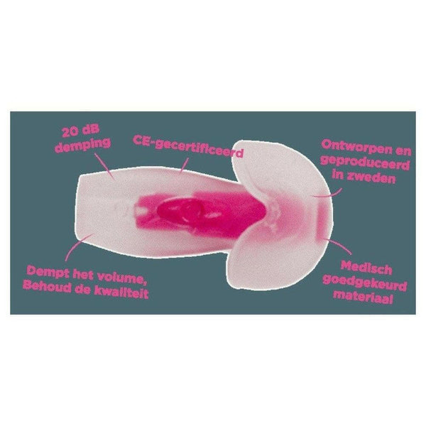 Cool-earplugs oordopjes 20 dB roze - EAR65001RZ-Shopvoorgezondheid