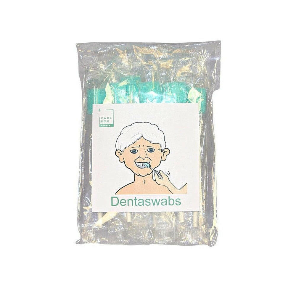 Verpakking met 10 stuks Dentaswabs van CareBoxCompany