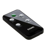 Zwarte Domo DO8123 afstandsbediening met ronde knoppen en LED-indicator