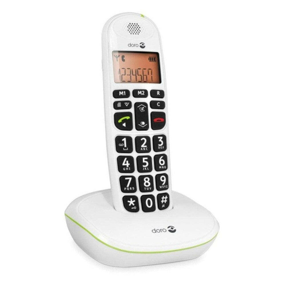 Doro PhoneEasy 100W Mono witte draadloze huistelefoon voor ouderen met verlicht scherm