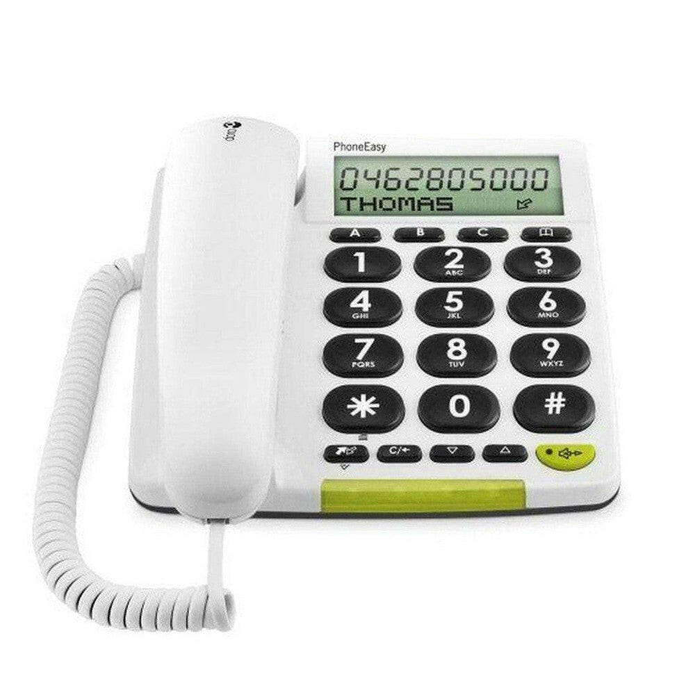 Doro PhoneEasy 312cs witte seniorentelefoon met grote toetsen en groen scherm