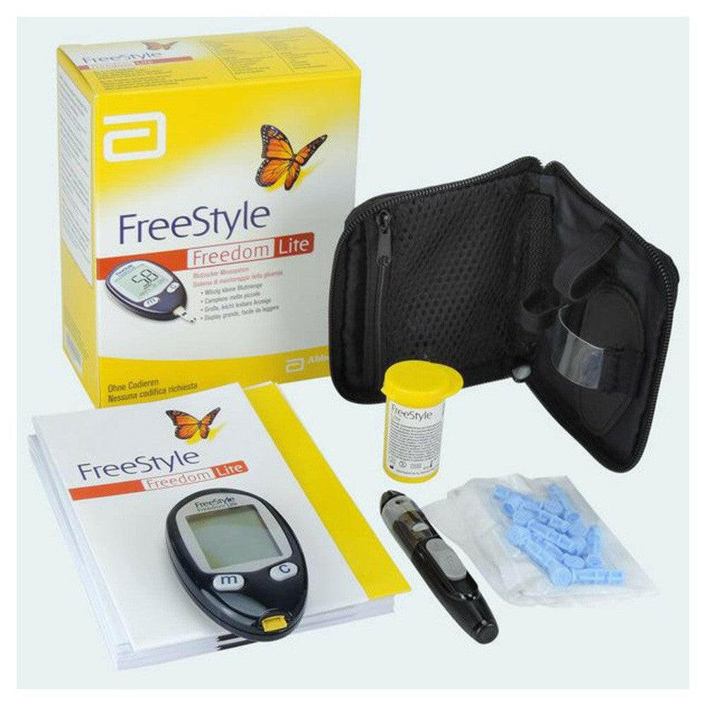 Complete FreeStyle Freedom Lite startset inclusief meter, strips, prikpen en tas