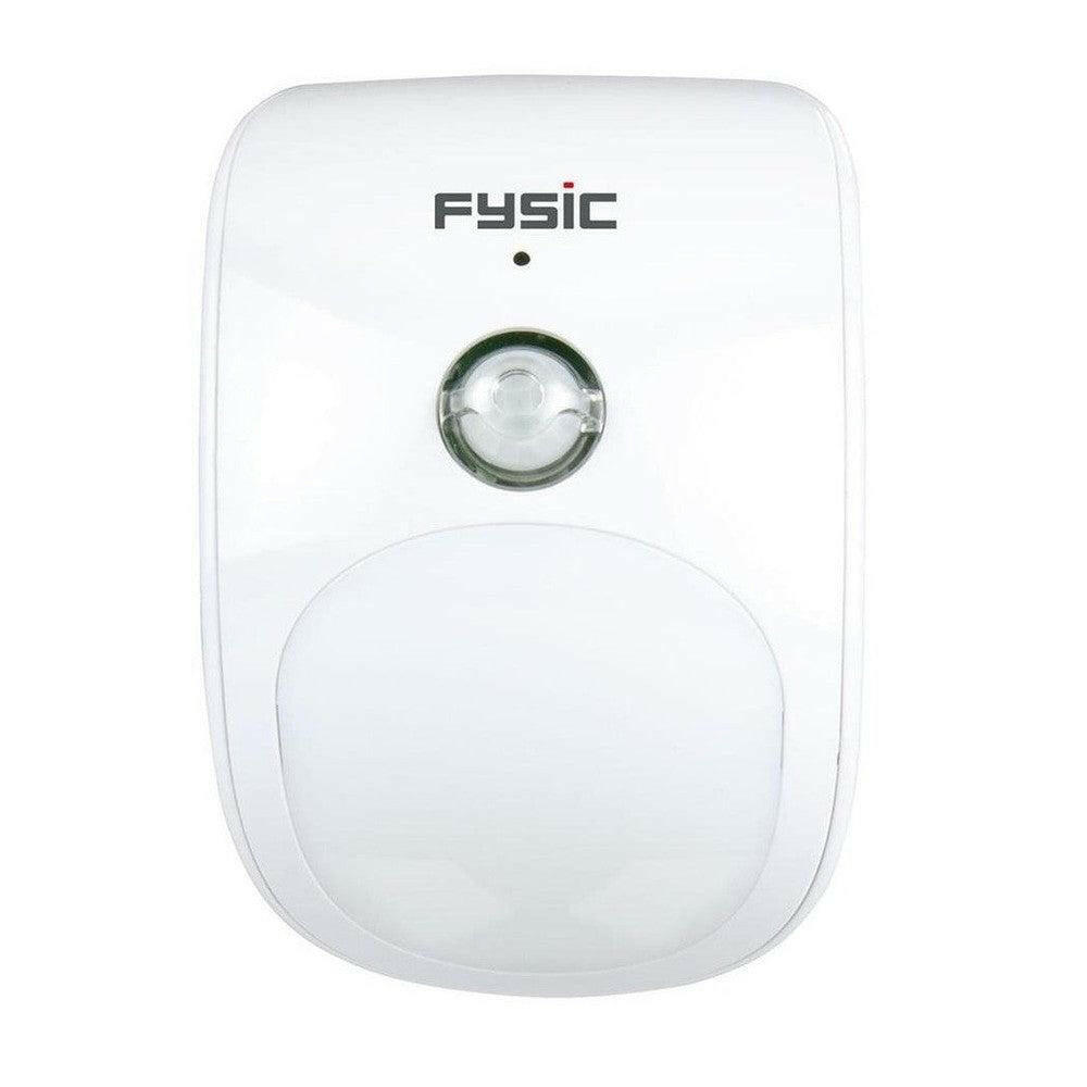 Voorzijde Fysic FC-38 dwaaldetectiesensor met groene lens en lichtfunctie