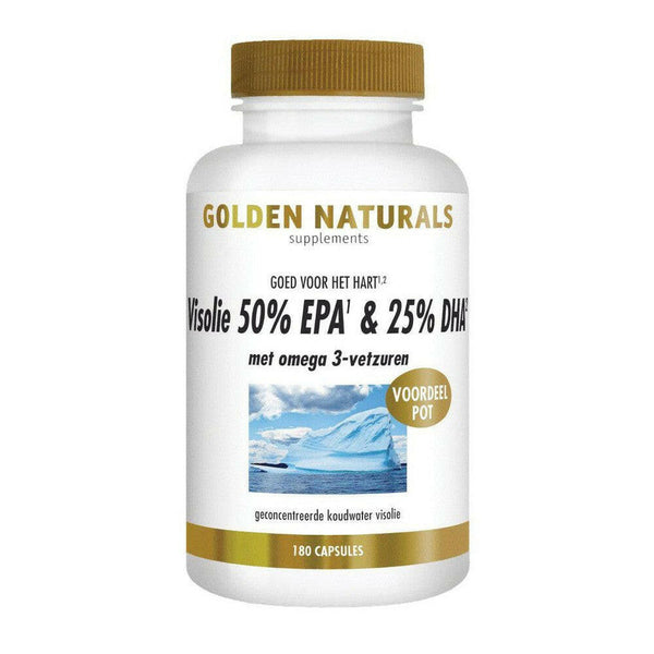 Golden Naturals Visolie 50% EPA & 25% DHA (180 softgel caps) - GOL64304-Shopvoorgezondheid