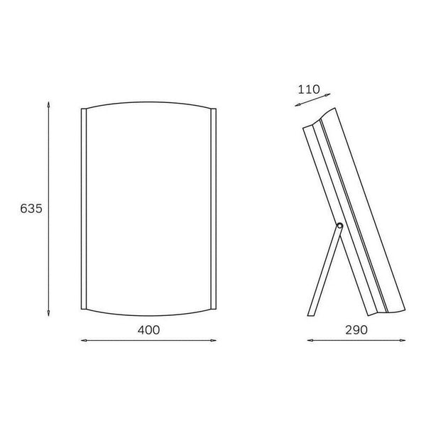 Innolux Mesa Mega LED daglichtlamp technische tekening met afmetingen