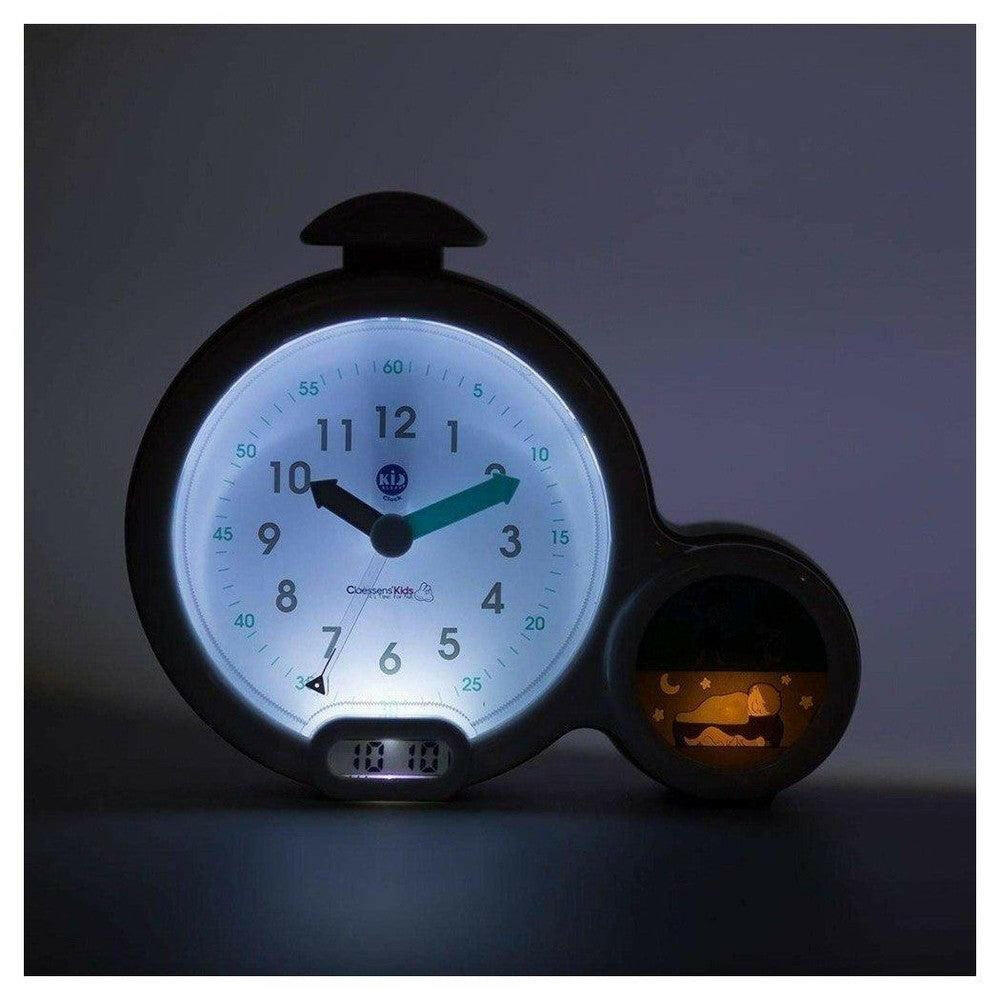 Zwarte Kid'Sleep kinderwekker met blauw-wit licht en digitale display