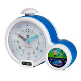 Blauw-witte Kid'Sleep kinderwekker met analoge wijzerplaat en dag-nacht functie