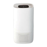 Witte cilindrische Lanaform luchtreiniger met golvend ventilatiepatroon bovenop