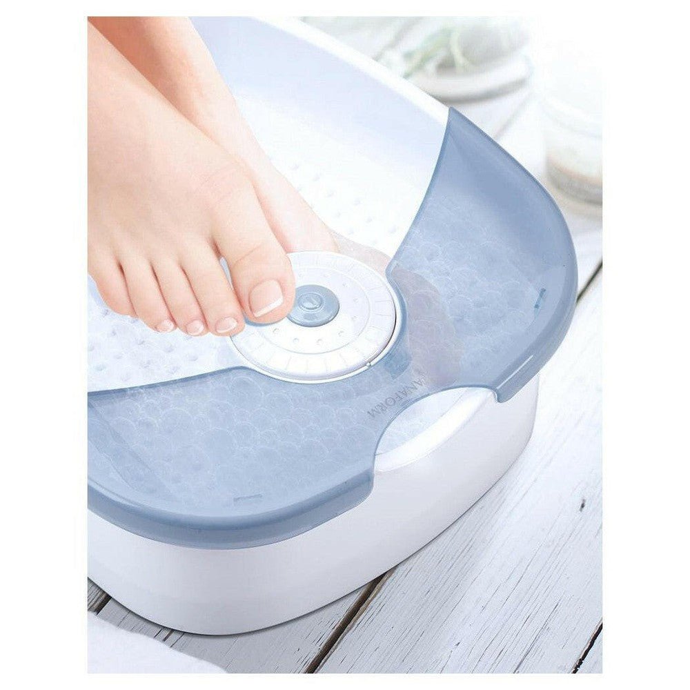 Lanaform voetenbad met lichtblauwe afdekking en touch-bediening voor voetmassage