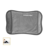 Grijs Lanaform warmtekussen met ronde hoeken en wit logo