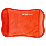 Oranje Lanaform warmtekussen van bovenaf met gestikt logo