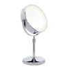 Chromen make-upspiegel op voet met verstelbare arm en witte LED-verlichting